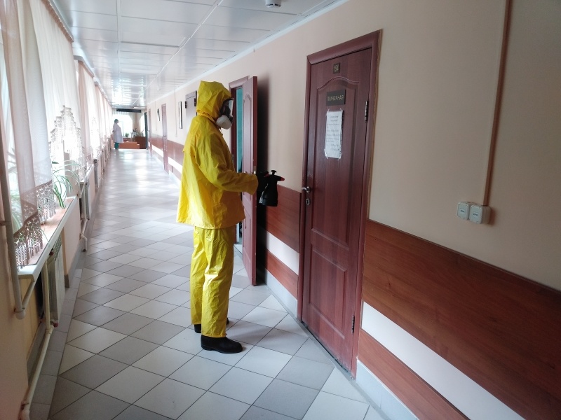Проведение дезинфекции в пос. Воскресенское