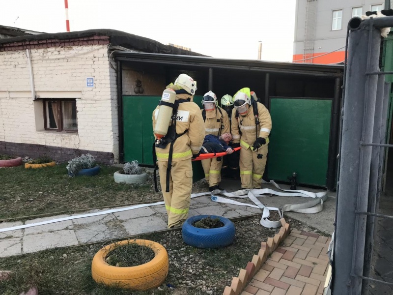 Учебная пожарная тревога в помещениях кинологического городка