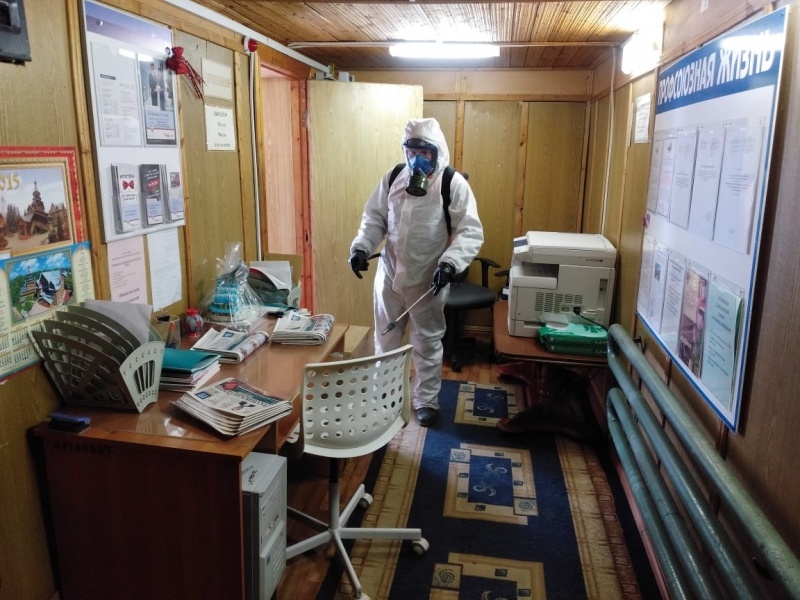 Проведение дезинфекции в Филимонковском детском доме-интернате и пос. Воскресенское
