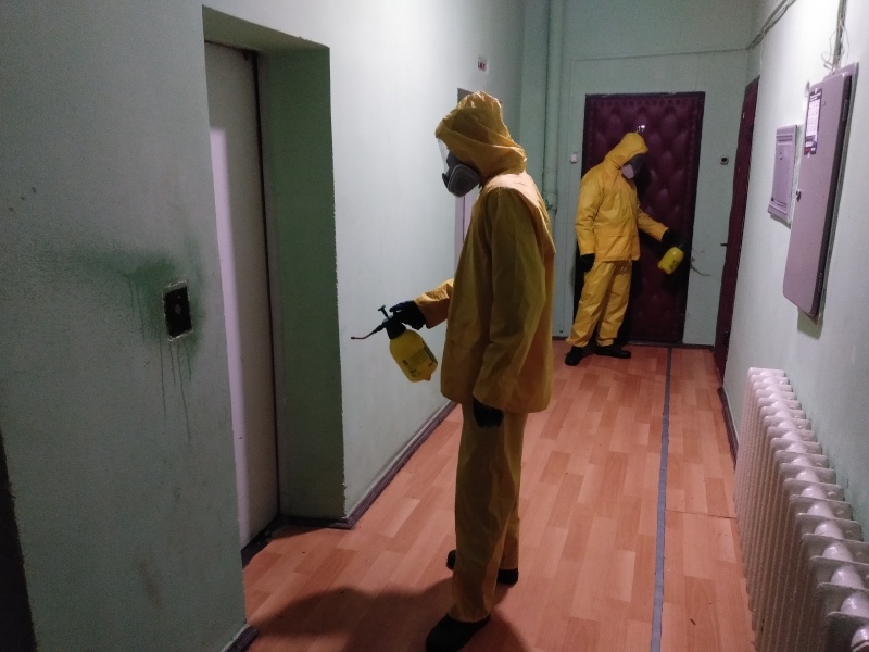 Проведение дезинфекции в пос. Воскресенское